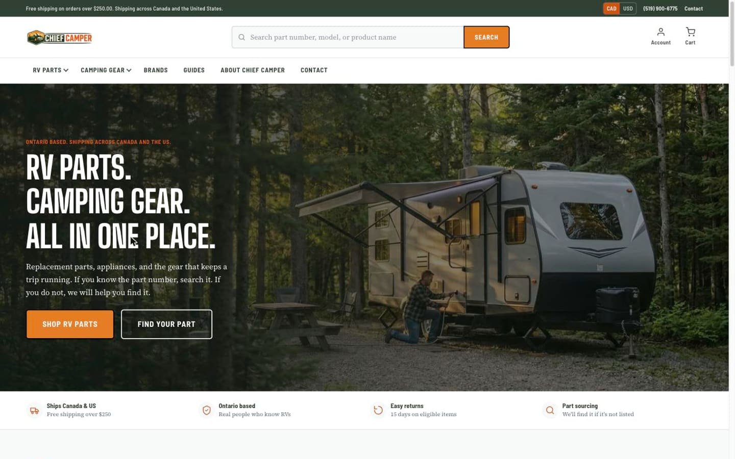 The Chief Camper homepage.